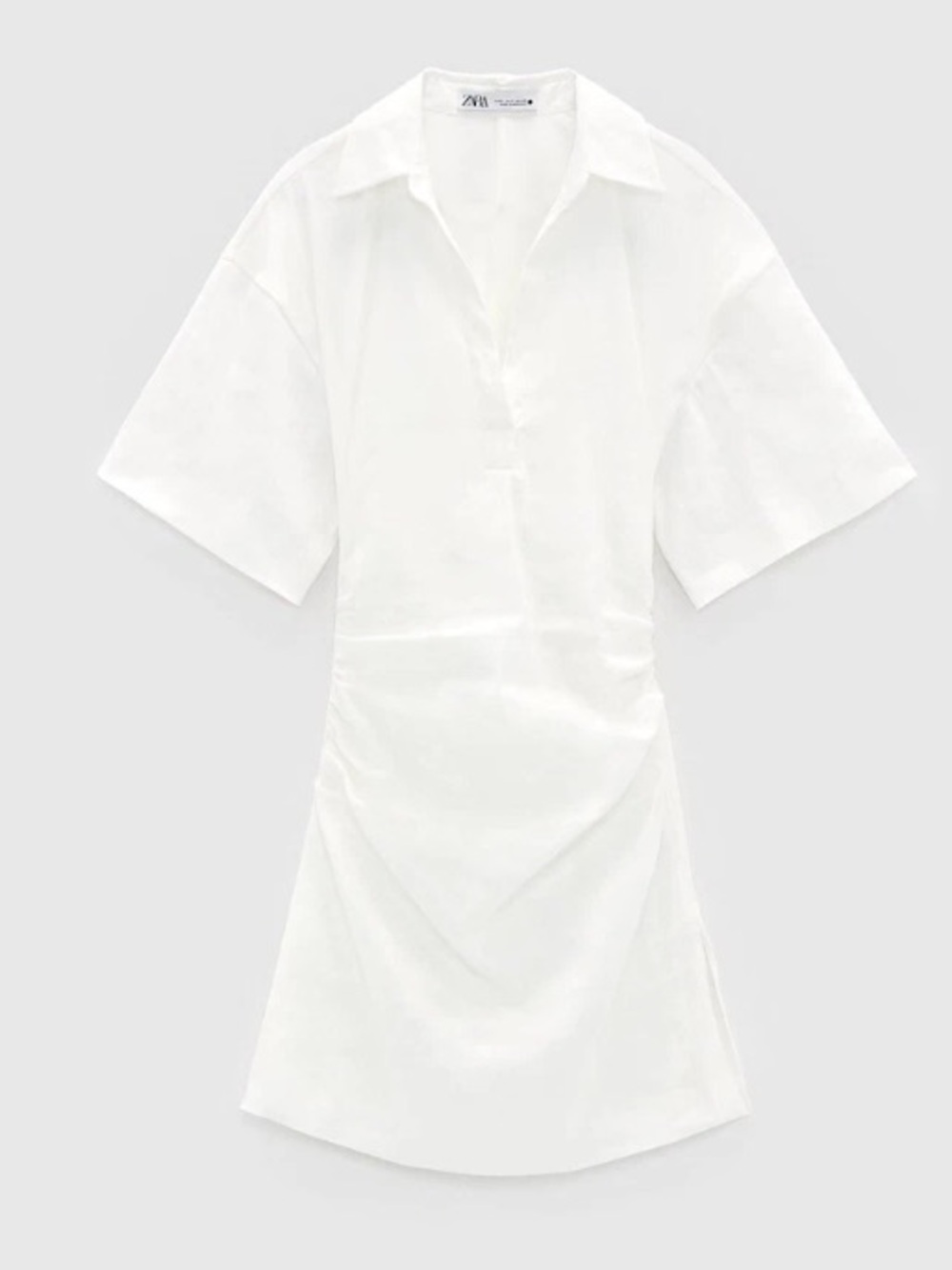 Zara egg shell white Short-Sleeve Shirt Dress